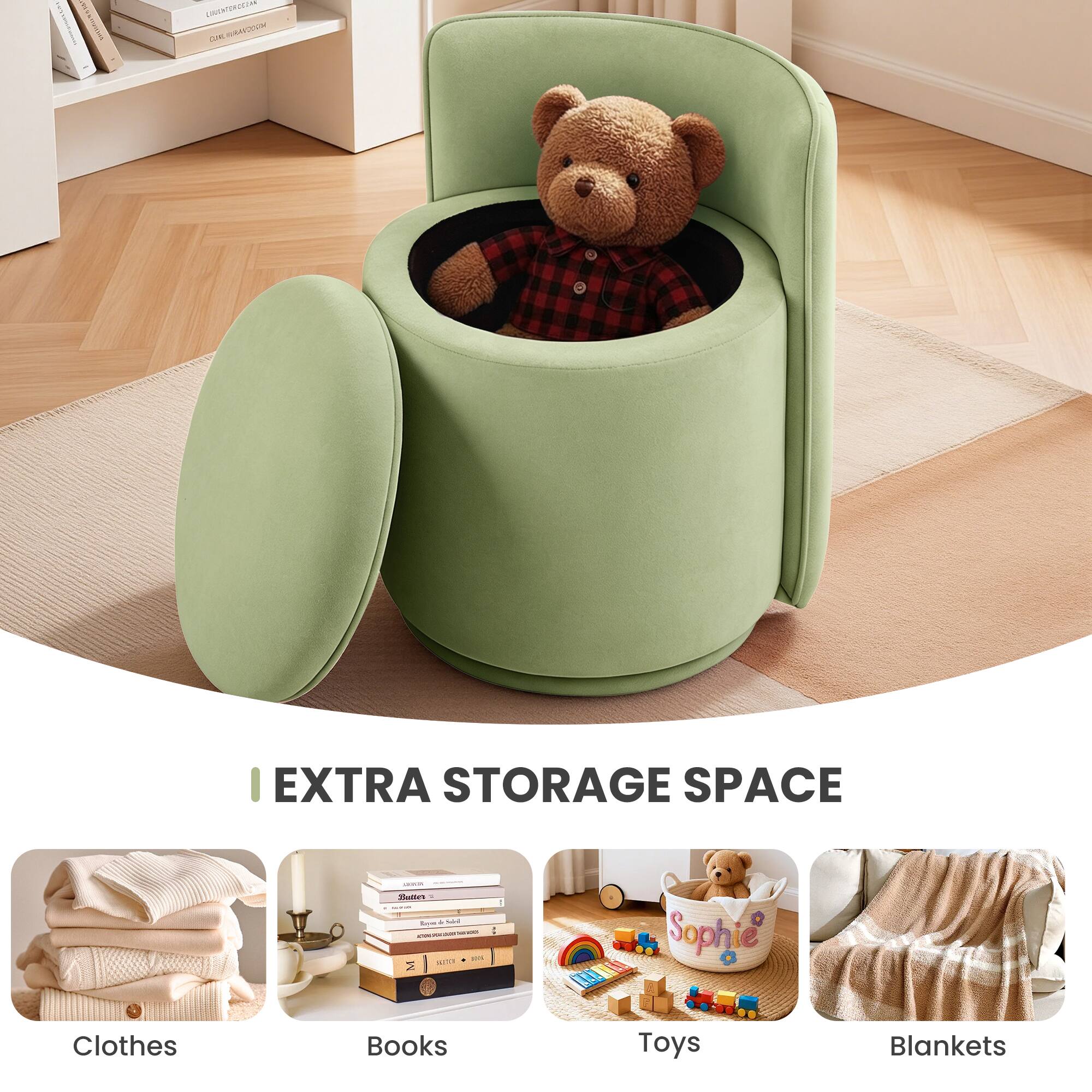 EXTRA STORAGE SPACE

- Clothes
- Books
- Toys
- Blankets