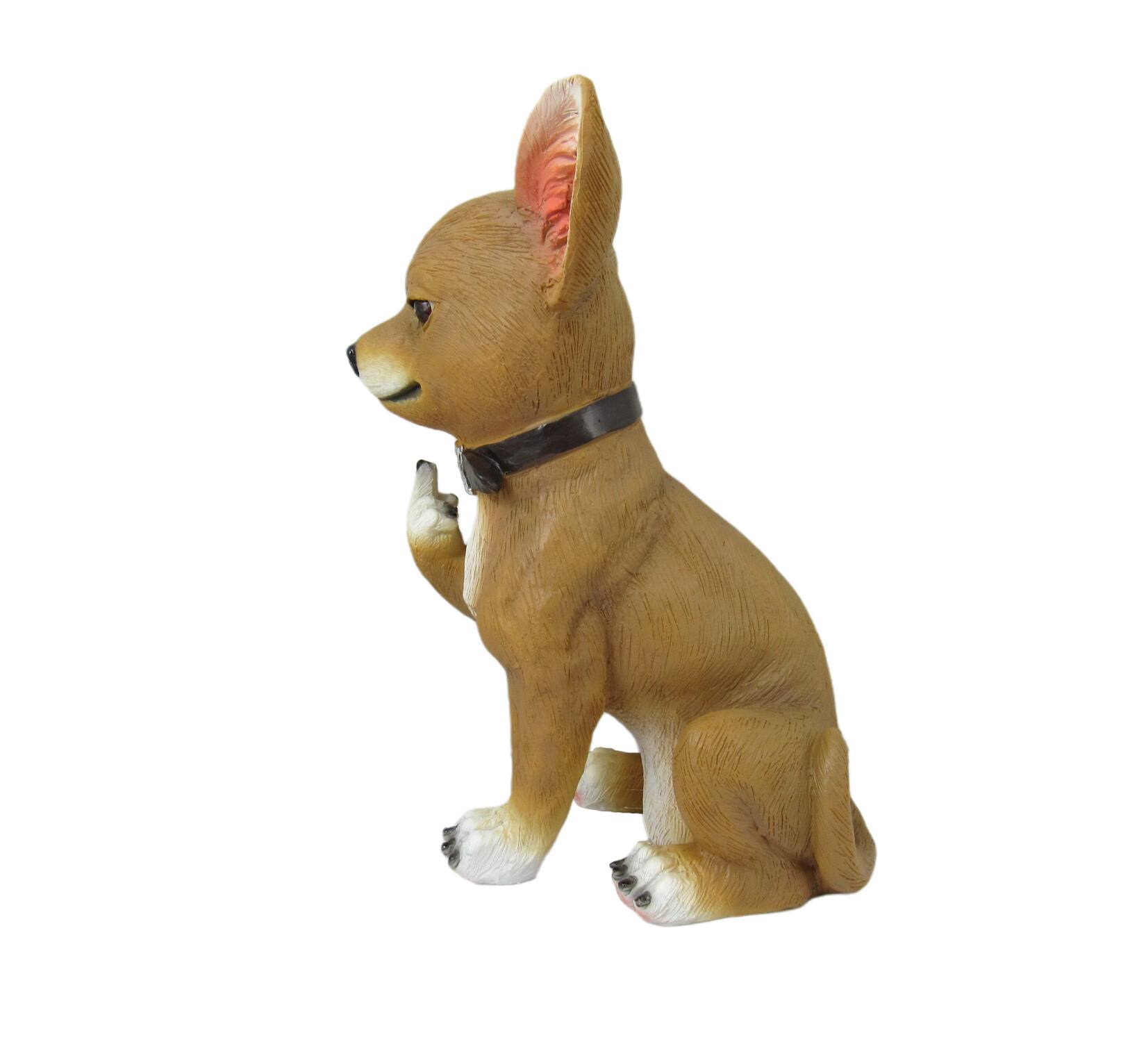 Alt View 3. DWK Corporation - Lil Rascal Rude Finger Flipping Chihuahua Dog Tabletop Statue 6.75 Inches High - Brown.