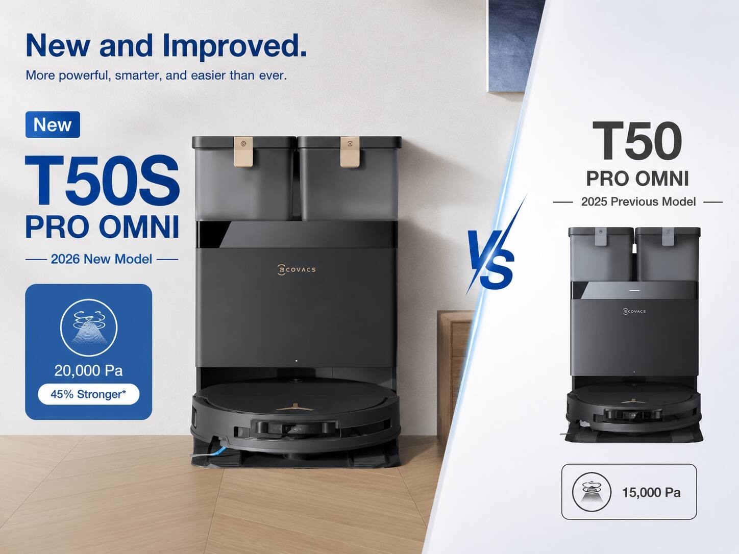 ECOVACS Robotics DEEBOT T50S PRO OMNI Robot Vacuum & Mop, 25,000Pa