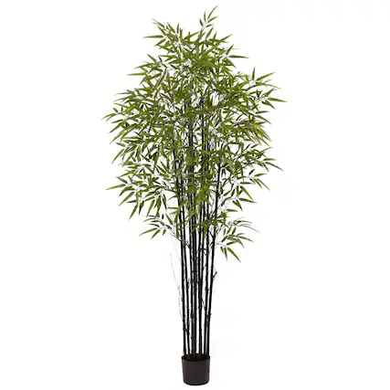 Front. BreeBe - 6' Black Bamboo Tree UV Resistant (Indoor/Outdoor) - Green.