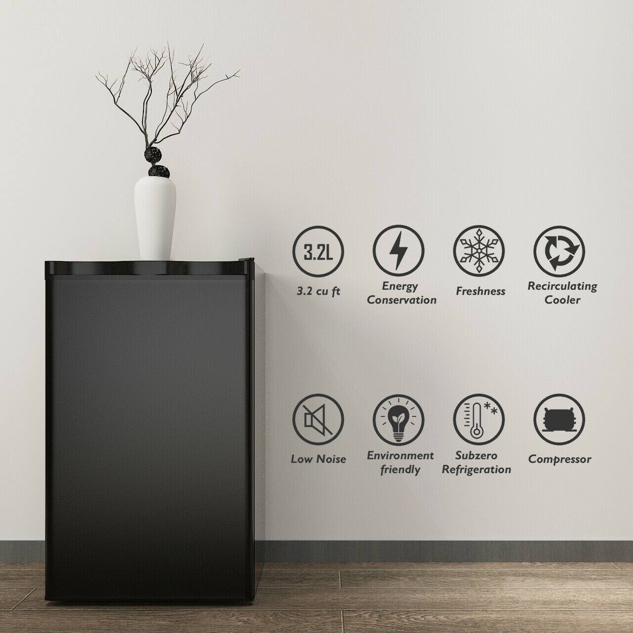 3.2L  
3.2 cu ft  

Energy Conservation  
Freshness  
Recirculating Cooler  
Low Noise  
Environment friendly  
Subzero Refrigeration  
Compressor