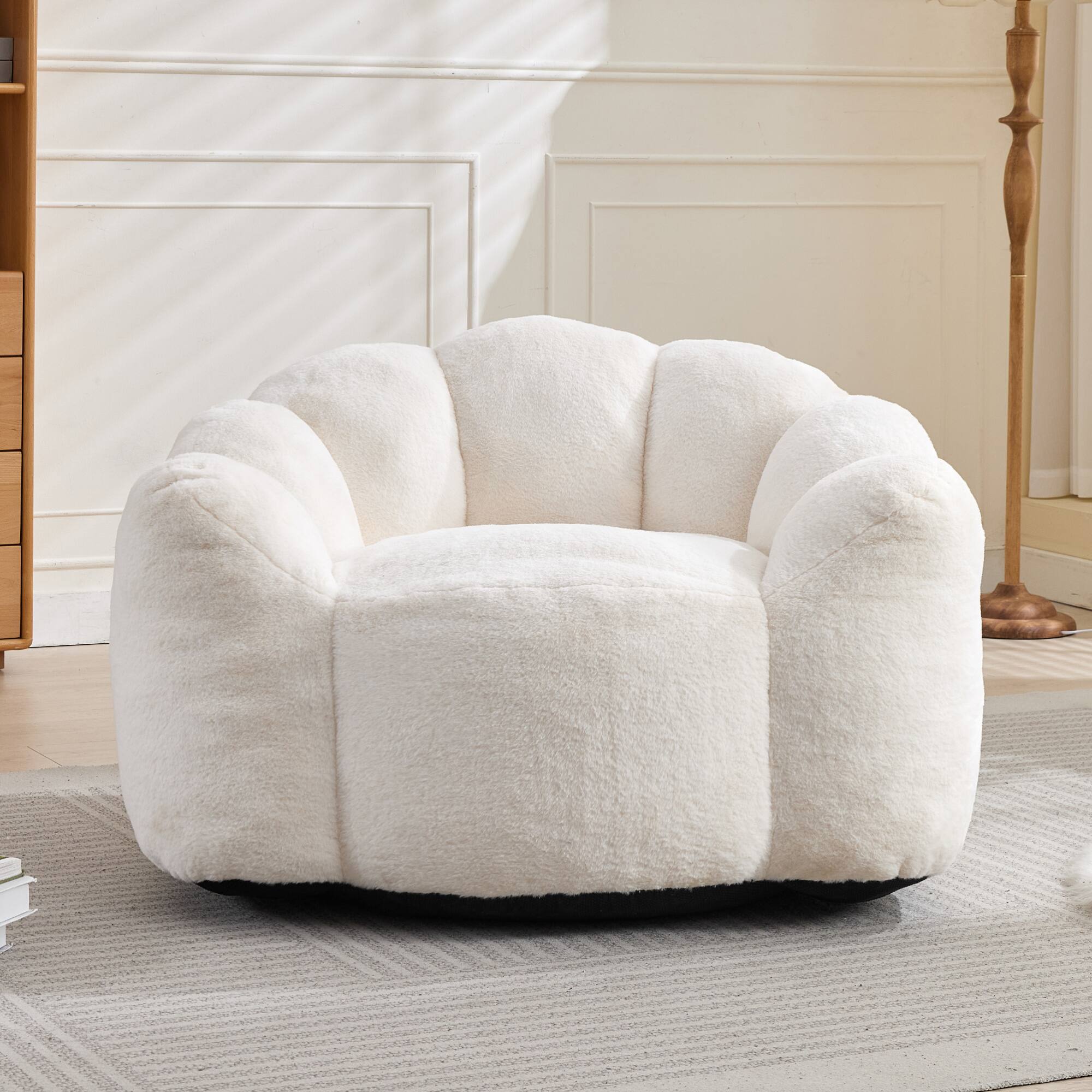 Alt View 7. GOODSILO - Lotus Style Compression Sofa Bean Bag Chair with Pull Ring for Easy Mobility and No Assembly Required - White.