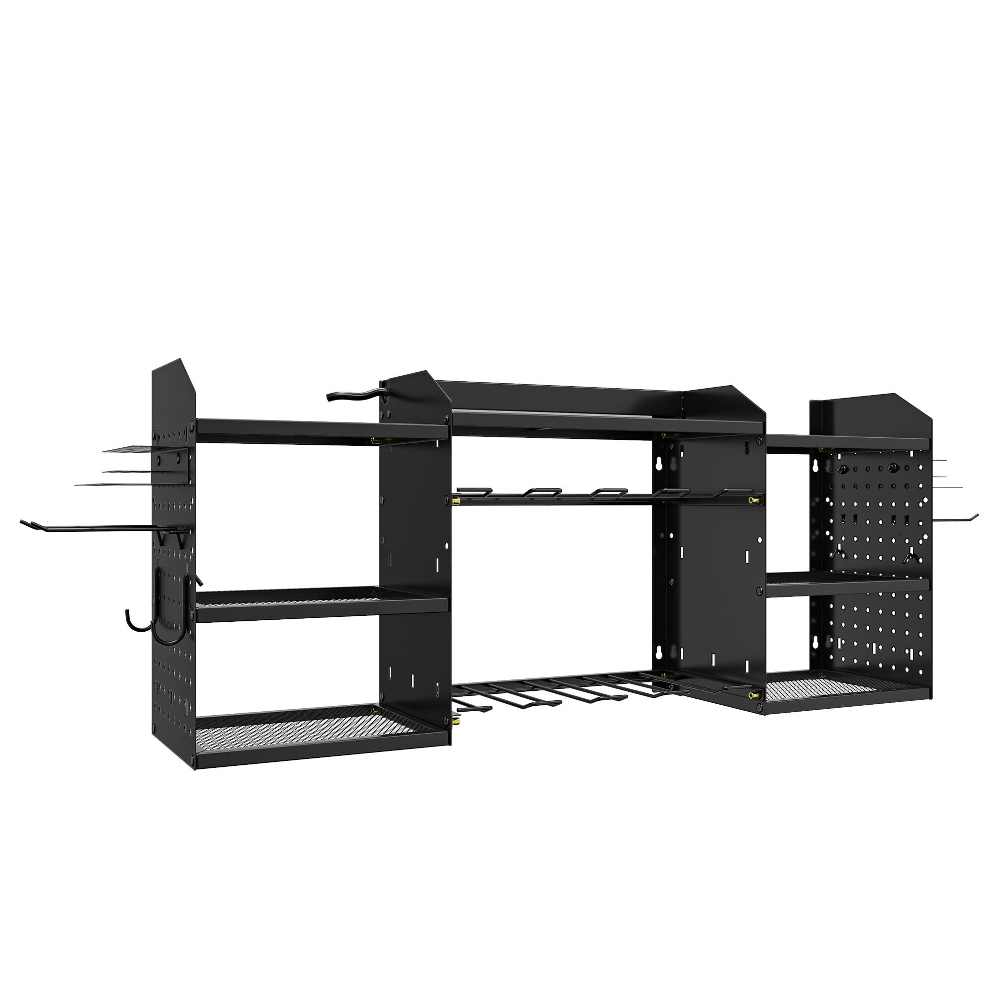 Alt View 5. TinyHomie - 45 in. Wall-Mounted Power Tool Organizer with Charging Station Drill Rack with Hooks and 8-Outlet Holder in Black.