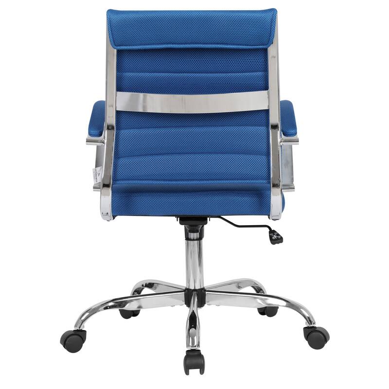 Alt View 6. LeisureMod - Benmar Modern Mesh Office Chair with Adjustable Height, Lumbar Support & 360° Swivel - Navy Blue.