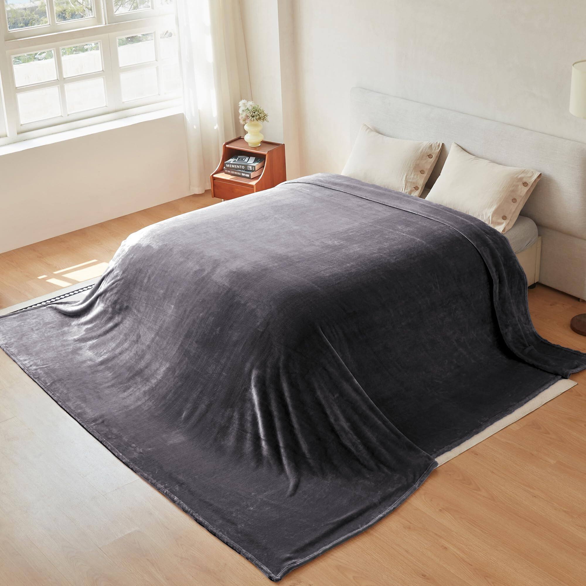 Alt View 4. NICHOLAS KLEIN - Oversized King Fleece Blanket 120x120 Inches Soft Cozy Warm Giant 10'x10' For Bed Sofa Couch Travel Camping... - Black 120"x120".