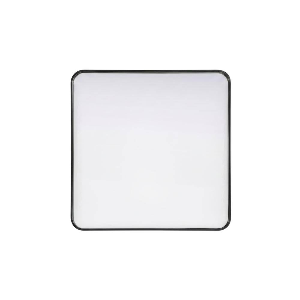 Front. Elegant Decor - Contour Metal Square Mirror 30x30 in Black - Black.