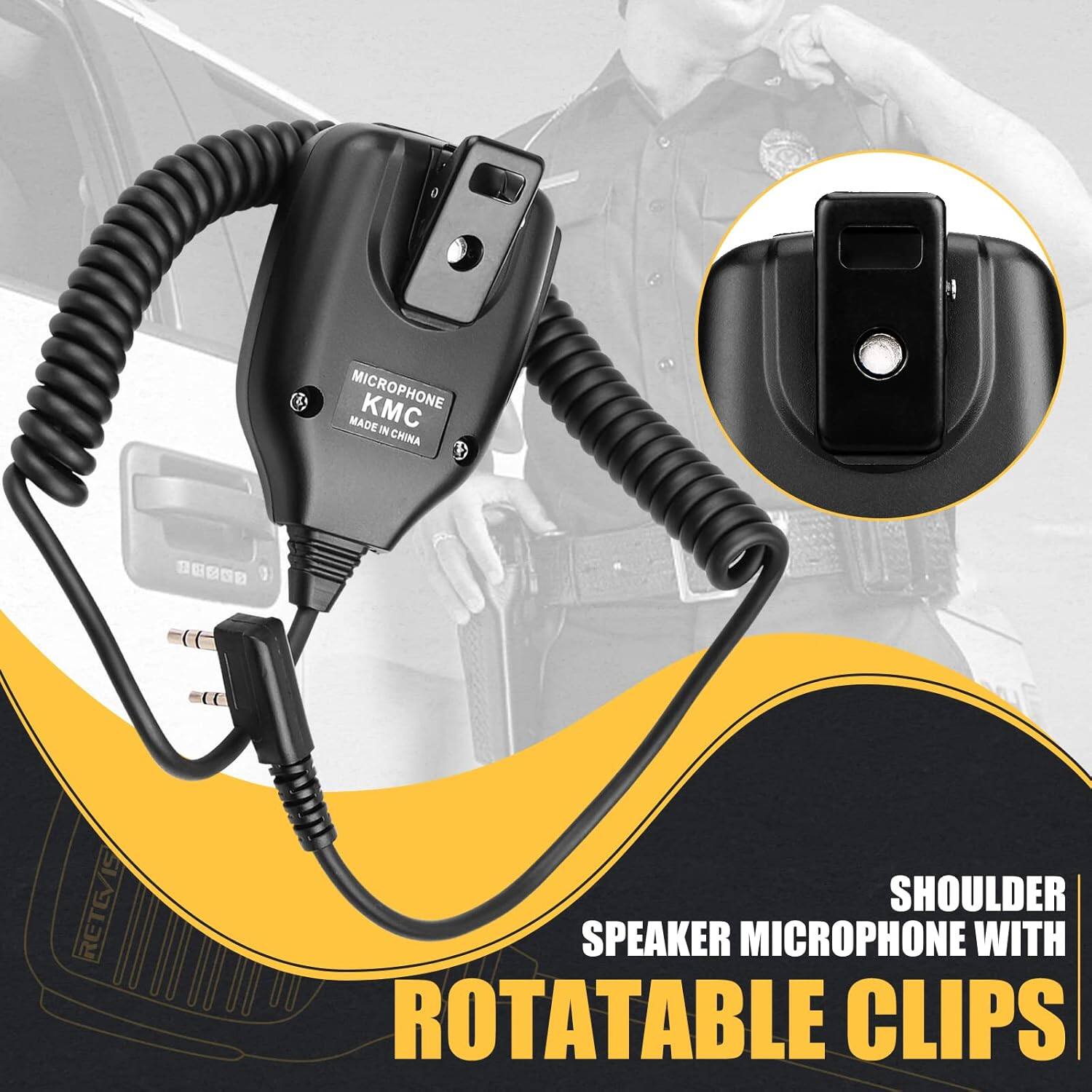 MICROPHONE KMC MADE IN CHINA RETOVIS SHOULDER SPEAKER MICROPHONE WITH ROTATABLE CLIPS