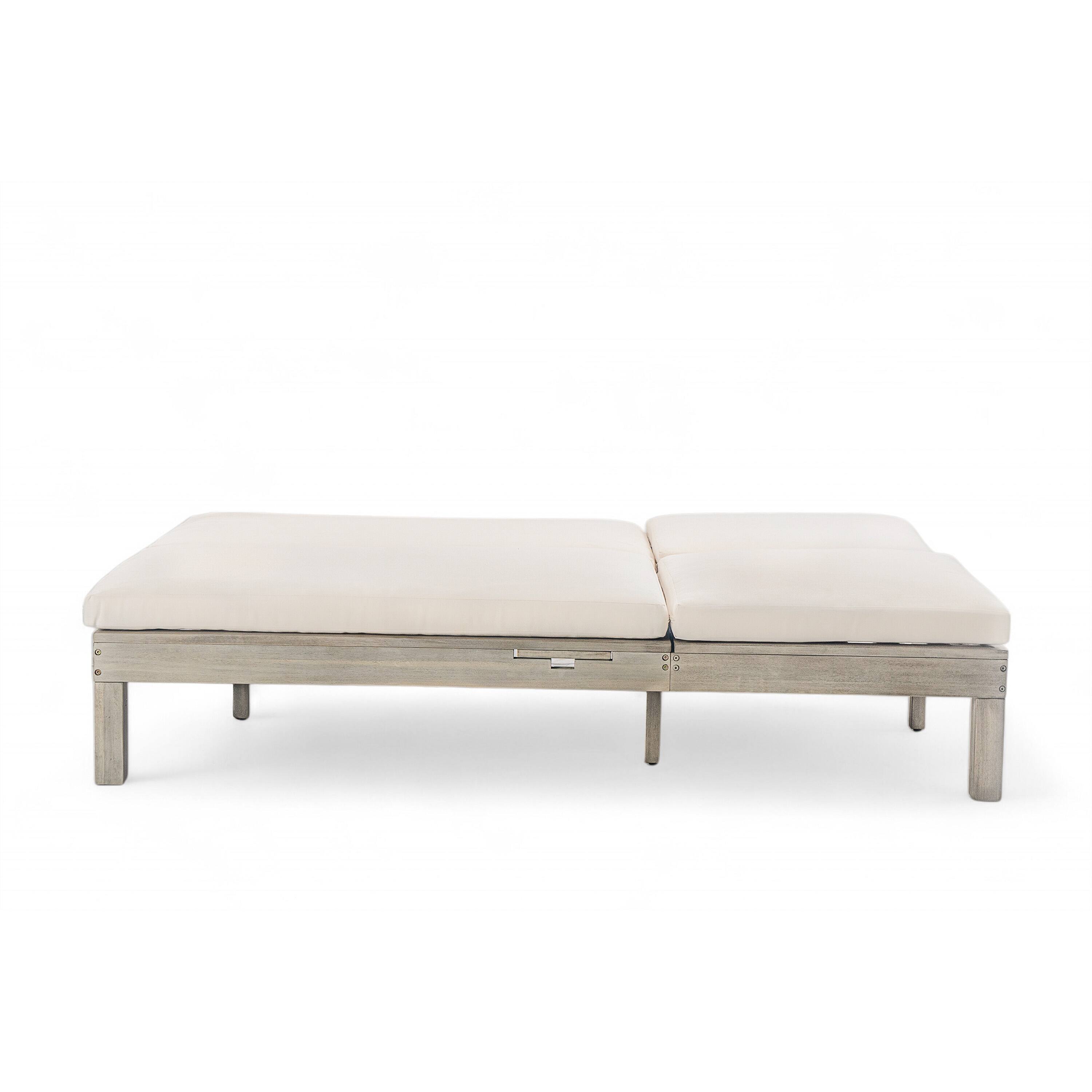 Alt View 10. Loheer - Double Outdoor Chaise Lounge with 5-Position Adjustable Backrest, Cushion & Folding Side Trays - Gray.