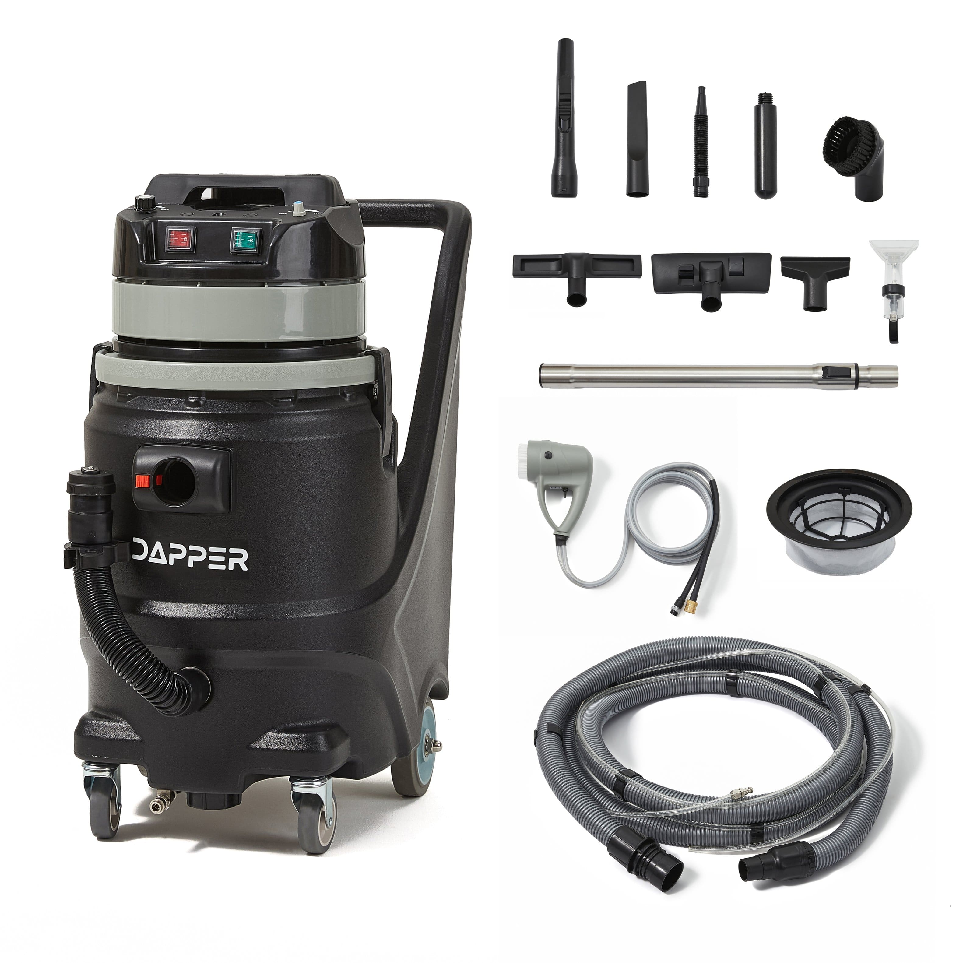 Dapper Supply - Commercial Steam Wet/Dry Vacuum Cleaner with Extraction, 1 Gal. Solution & 3.5 Gal. Recovery Tank - Black
