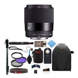 Sigma - 30mm f/1.4 Contemporary DC DN Prime Lens for Sony E with Accessory Bundle