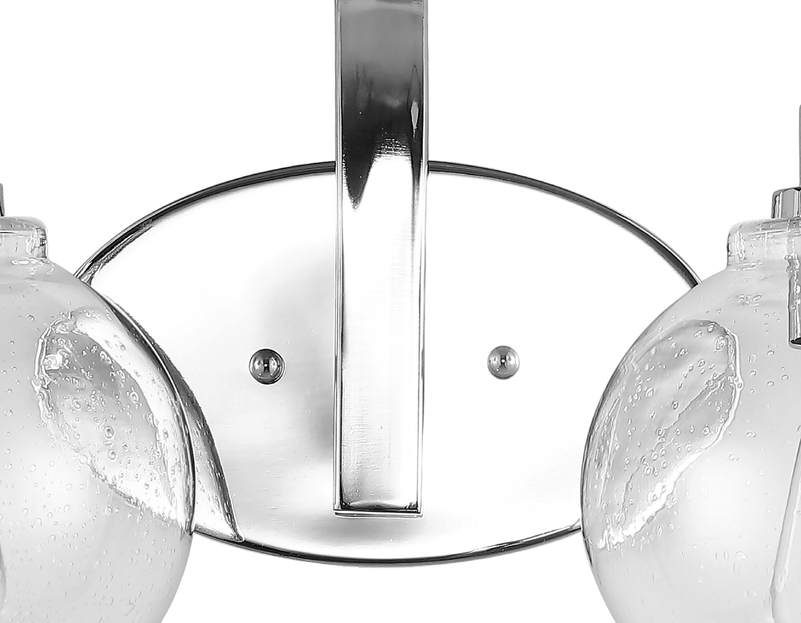 Alt View 5. Jonathan Y - Sandrine 26.25" 3-Light Iron/Seeded Glass Cottage Rustic LED Vanity Light, Chrome - Chrome.