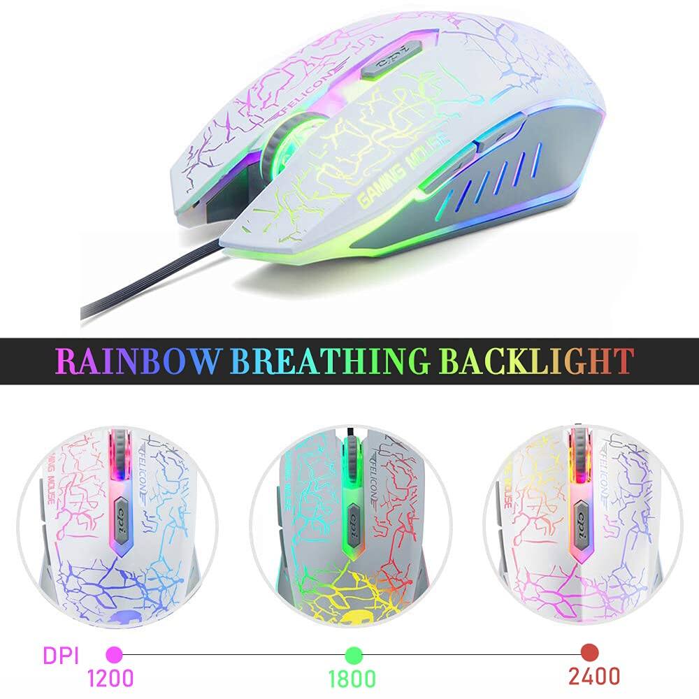 DAL ELICONE MOUSE GAMING RAINBOW BREATHING BACKLIGHT  
DPI 1200 1800 2400