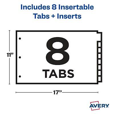 Includes 8 Insertable Tabs + Inserts  
8 Tabs  
11" x 17"  
AVERY