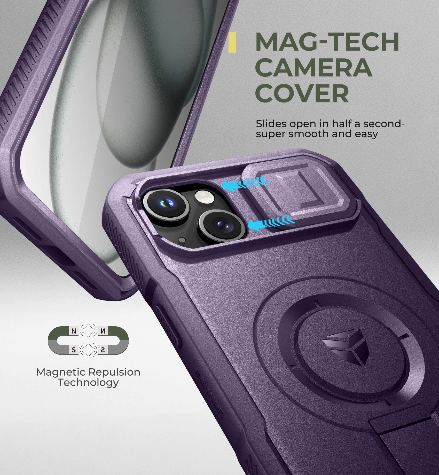 MAG-TECH CAMERA COVER Slides open in half a second- super smooth and easy
Magnetic Repulsion Technology