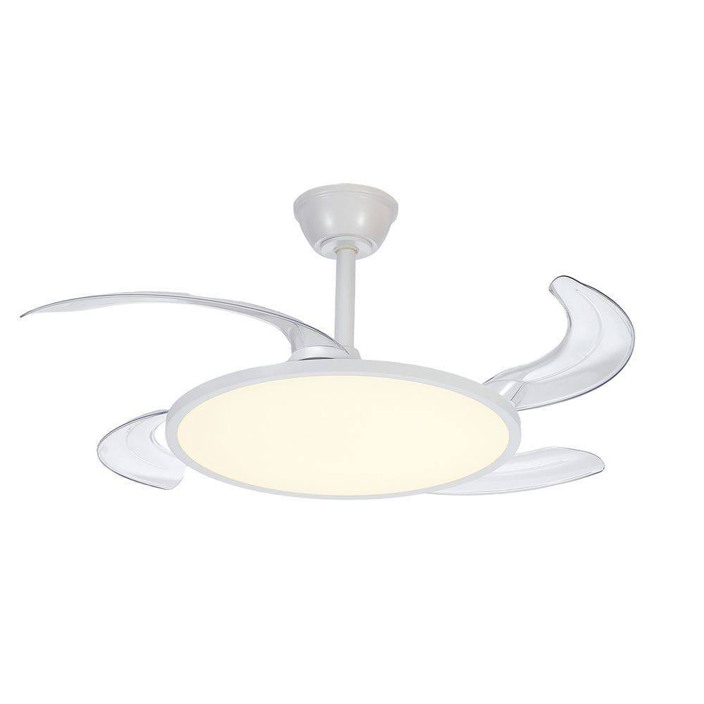Angle. Kadyn - 42 Inch Retractable Ceiling Fan,Low Profile Ceiling Fan with Light and Remote,Modern White Fan, White - White.