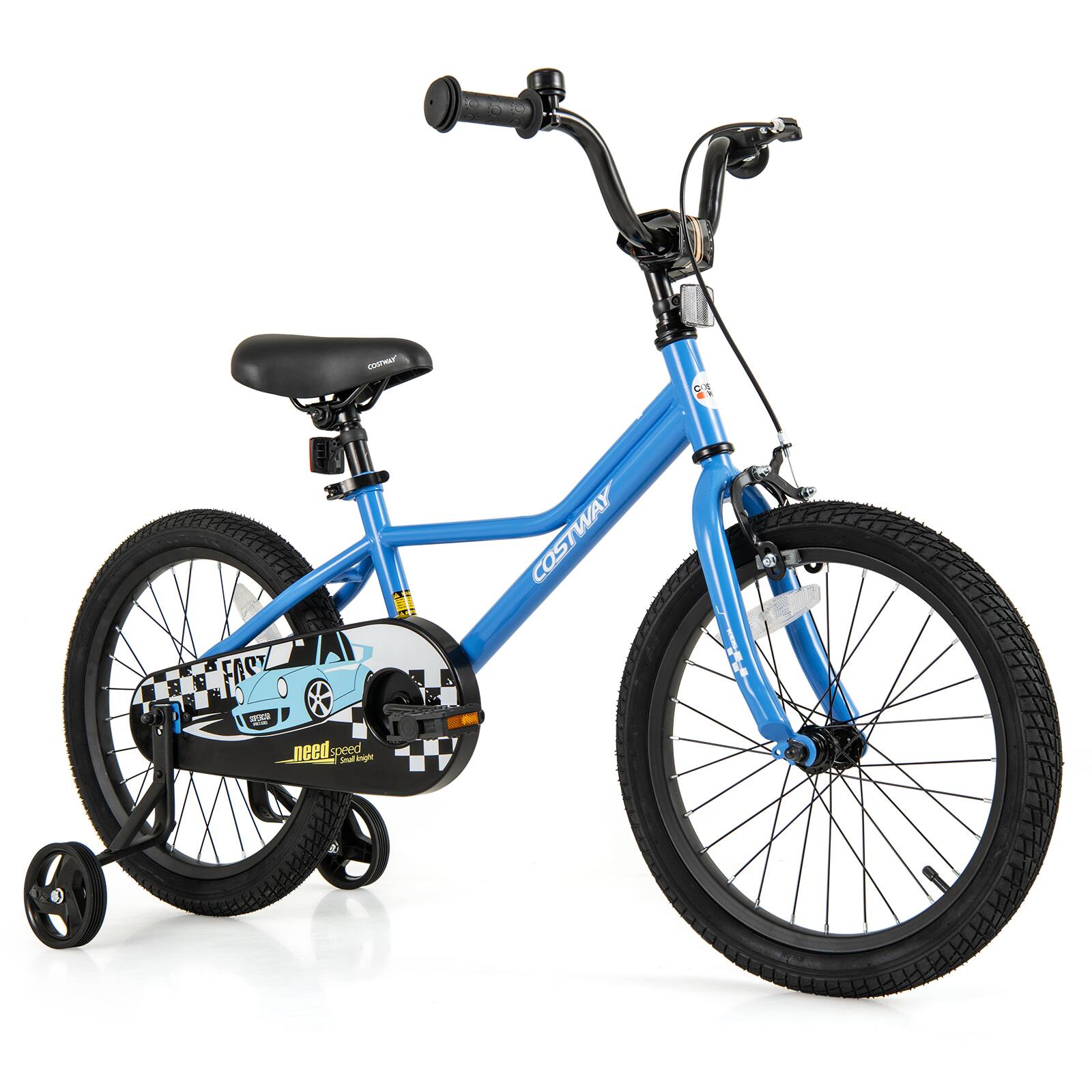Costway - 18" Kids Training Bike with Removable Training Wheels Pneumatic Tires - Navy