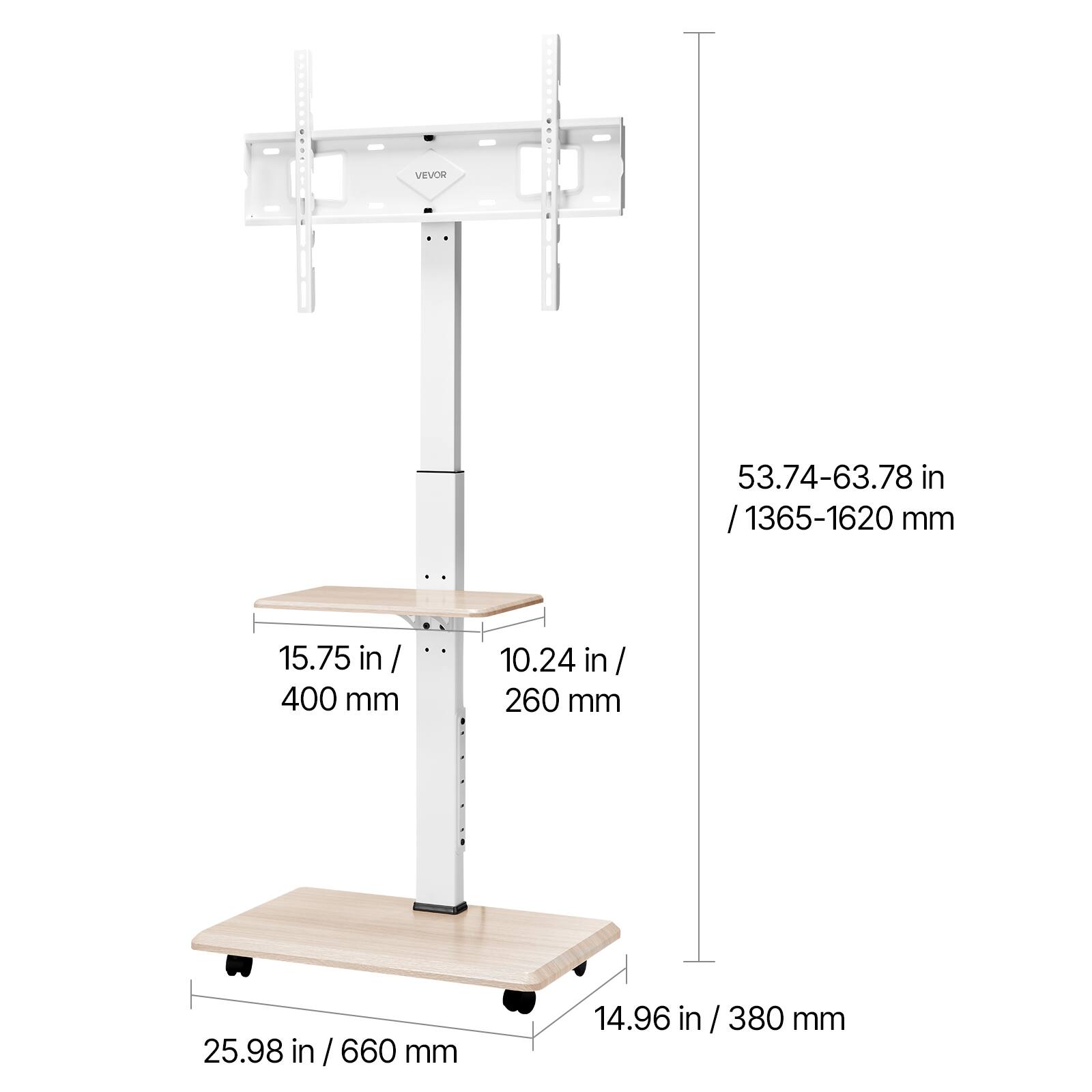 VEVOR 53.74-63.78 in / 1365-1620 mm
15.75 in / 400 mm
10.24 in / 260 mm
25.98 in / 660 mm
14.96 in / 380 mm