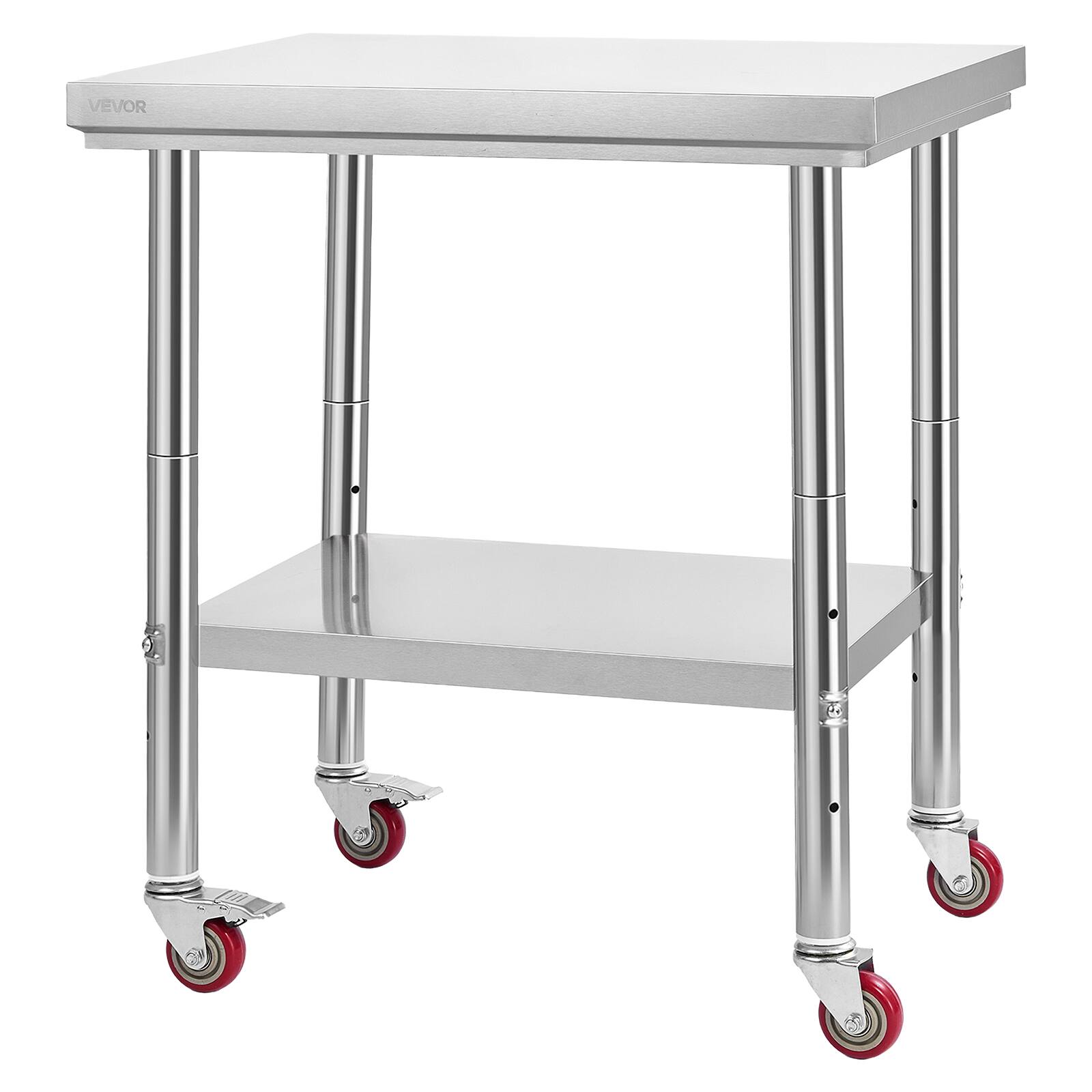 Alt View 5. VEVOR - Stainless Steel Table, 24 x 30 Inches Food Prep Worktable, Kitchen Prep Table with Adjustable Undershelf Workstations - Sliver.