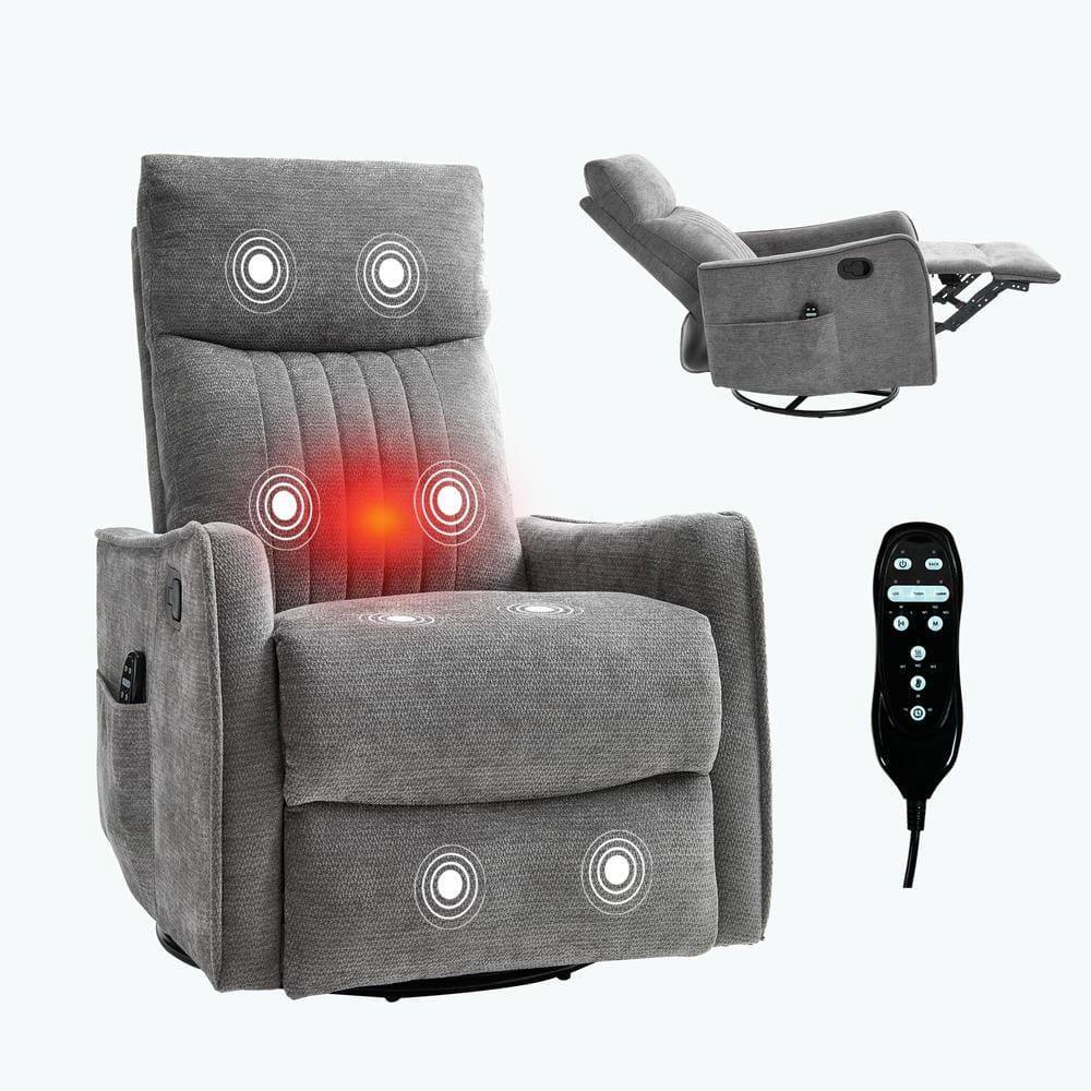 Alt View 7. Kadyn - Heat Massage Recliner Chair, 8 Vibration Modes & Lumbar Heat, Rocker Swivel, Manual Control, Dark Gray - Gray.