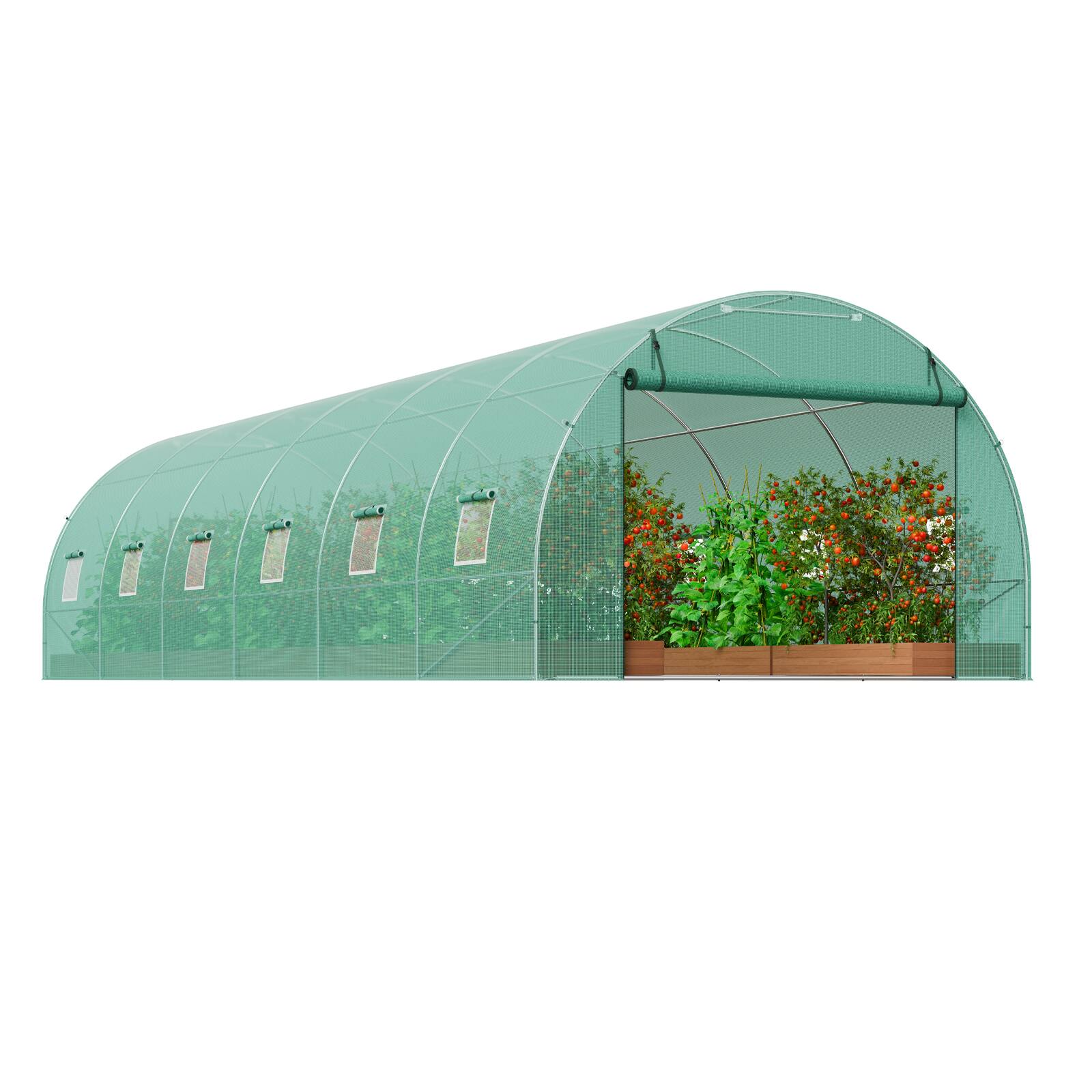 Alt View 5. VEVOR - Walk-in Tunnel Greenhouse, 29.2x9.7x6.5 ft Hoop House Greenhouse Tunnel, Plant Hot House with Galvanized Steel Frame - Green.
