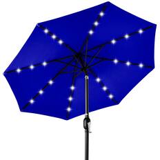 Front. Best Choice Products - Best Choice Products 10ft Solar LED Lighted Patio Umbrella w/ Tilt Adjustment, UV-Resistant Fabric - Resort Blue - Resort Blue.