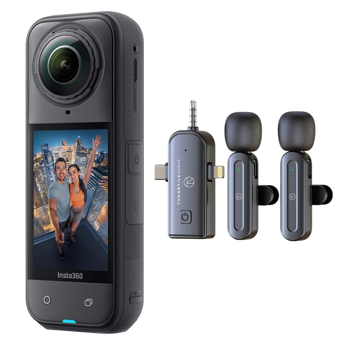 Bundle - Insta360 - X5 8K 360 Action Camera, Black, with 3-in-1 Lavalier Microphone
