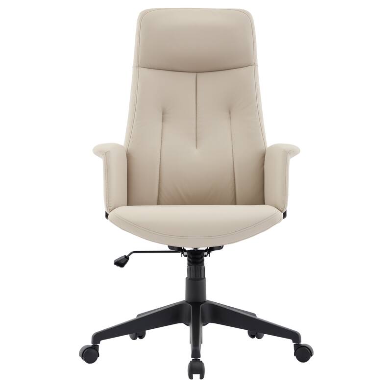 Alt View 2. LeisureMod - Inifini High Back Office Chair Ergonomic PU Leather Lumbar Support Foam Cushion Iron Frame - Tan.