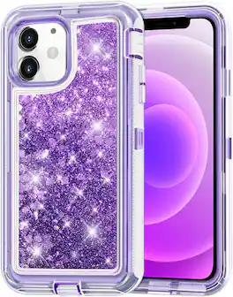 Entronix - Case Compatible with iPhone 11 - Liquid Glitter Heavy Duty Protection - Purple