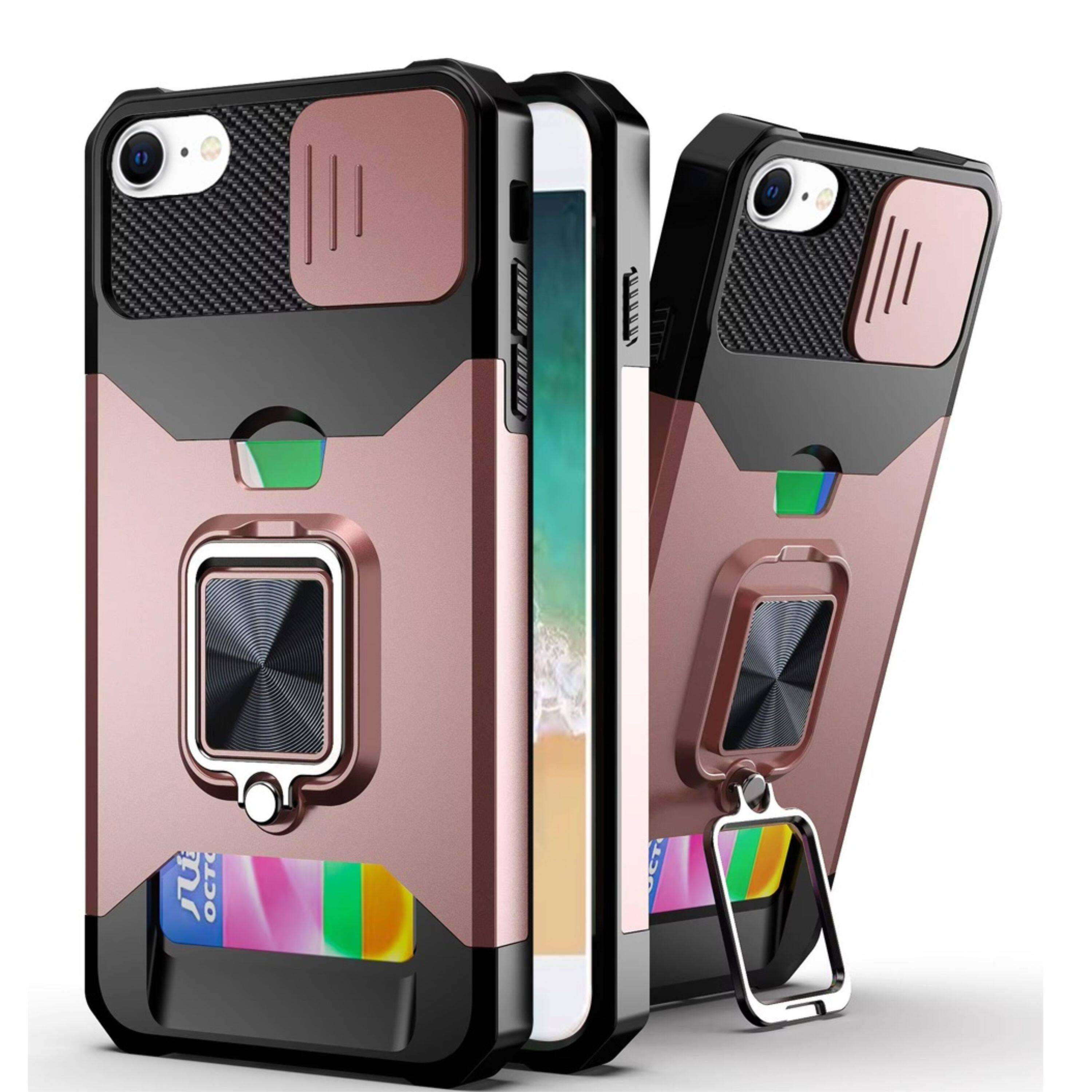Kitcheniva - Rugged Multi-Use Card Magnetic Ring Stand Cover Phone Case With Tempered Glass For iPhone 16e/17e - Rose Gold price history on PriceWatchPro