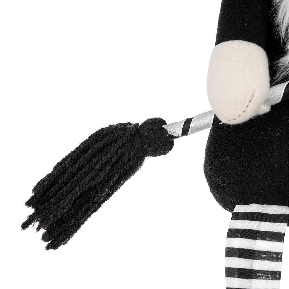 Alt View 2. Boyel Living - Handcrafted Halloween Gnome with Broomstick Decor for Indoor Holiday Display - Black,White.