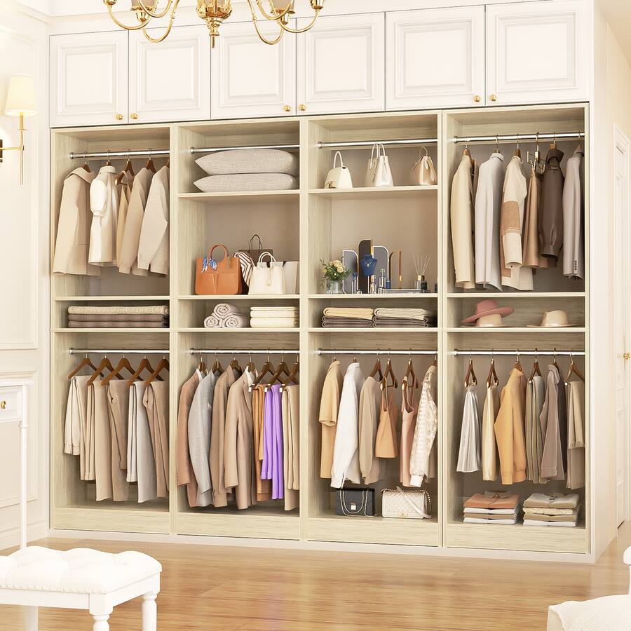 Aheaplus 100 Inch Large Closet System Set of 4, Freestanding Wardrobe ...