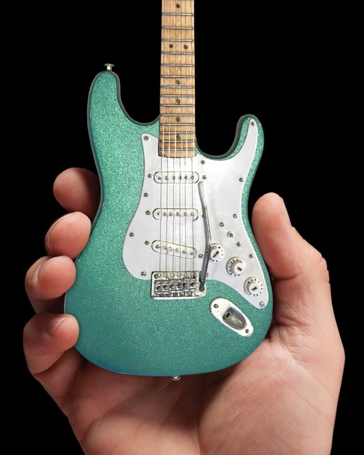 Alt View 3. Axe Heaven - Eric Clapton - Axe Heaven Aston Martin Almond Metallic Green Finish Fender Stratocaster Mini Guitar - Collectibles - Multicolor.