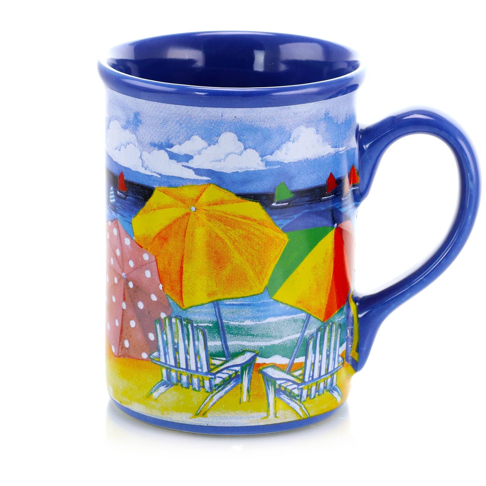 Alt View 8. Gibson - Gibson Home Beachcomber 4 Piece 16 Ounce Stoneware Mug Set in Assorted Designs - Multi-Color.