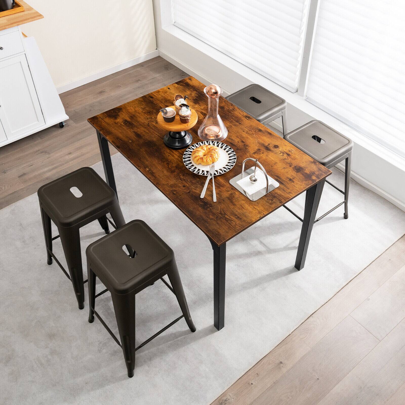 Alt View 1. Ecooso - 24 Inch Set of 4 Tolix Style Counter Height Barstool Stackable Chair - Gun.