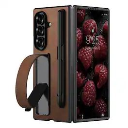 Stock Preferred - Wristband Case with Kickstand & S Pen Holder For Samsung Galaxy Z Fold 7 - Brown