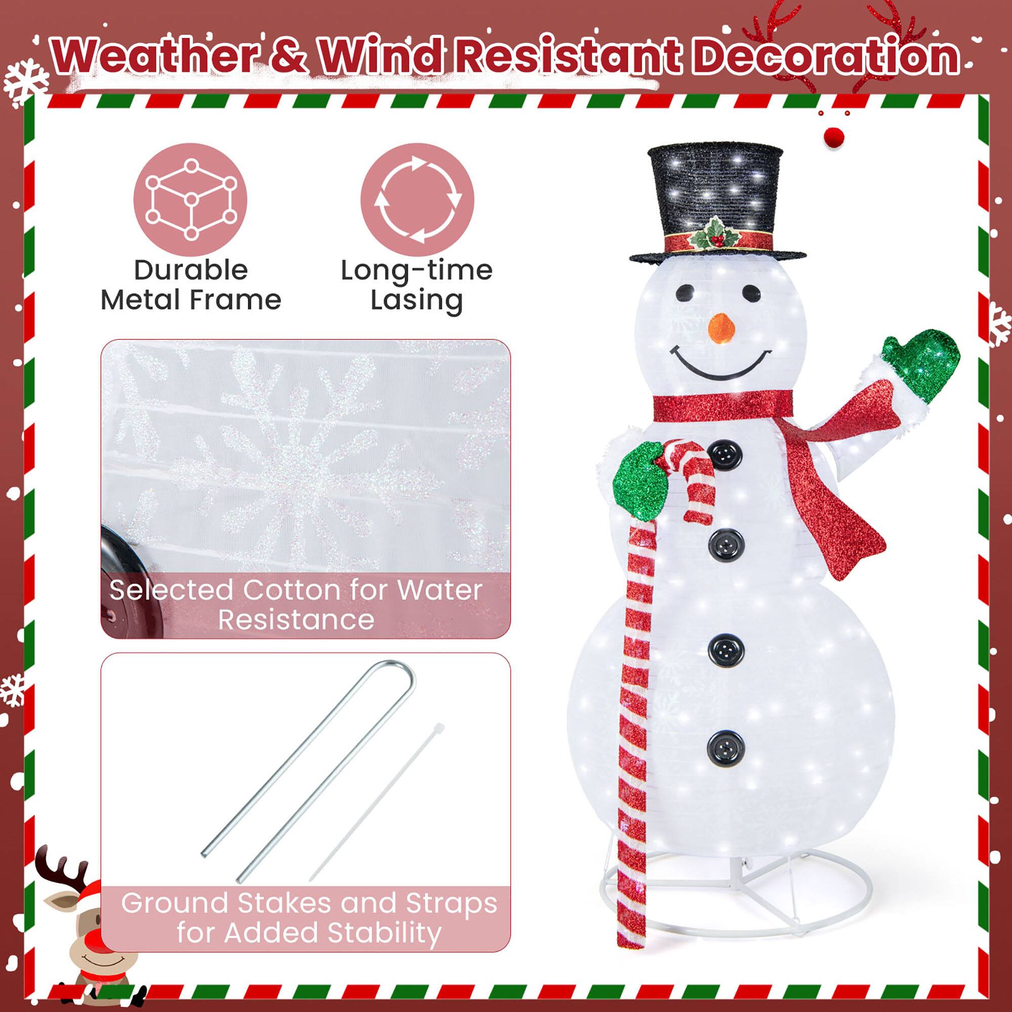 Weather & Wind Resistant Decoration

- Durable Metal Frame
- Long-time Lasing
- Selected Cotton for Water Resistance
- Ground Stakes and Straps for Added Stability