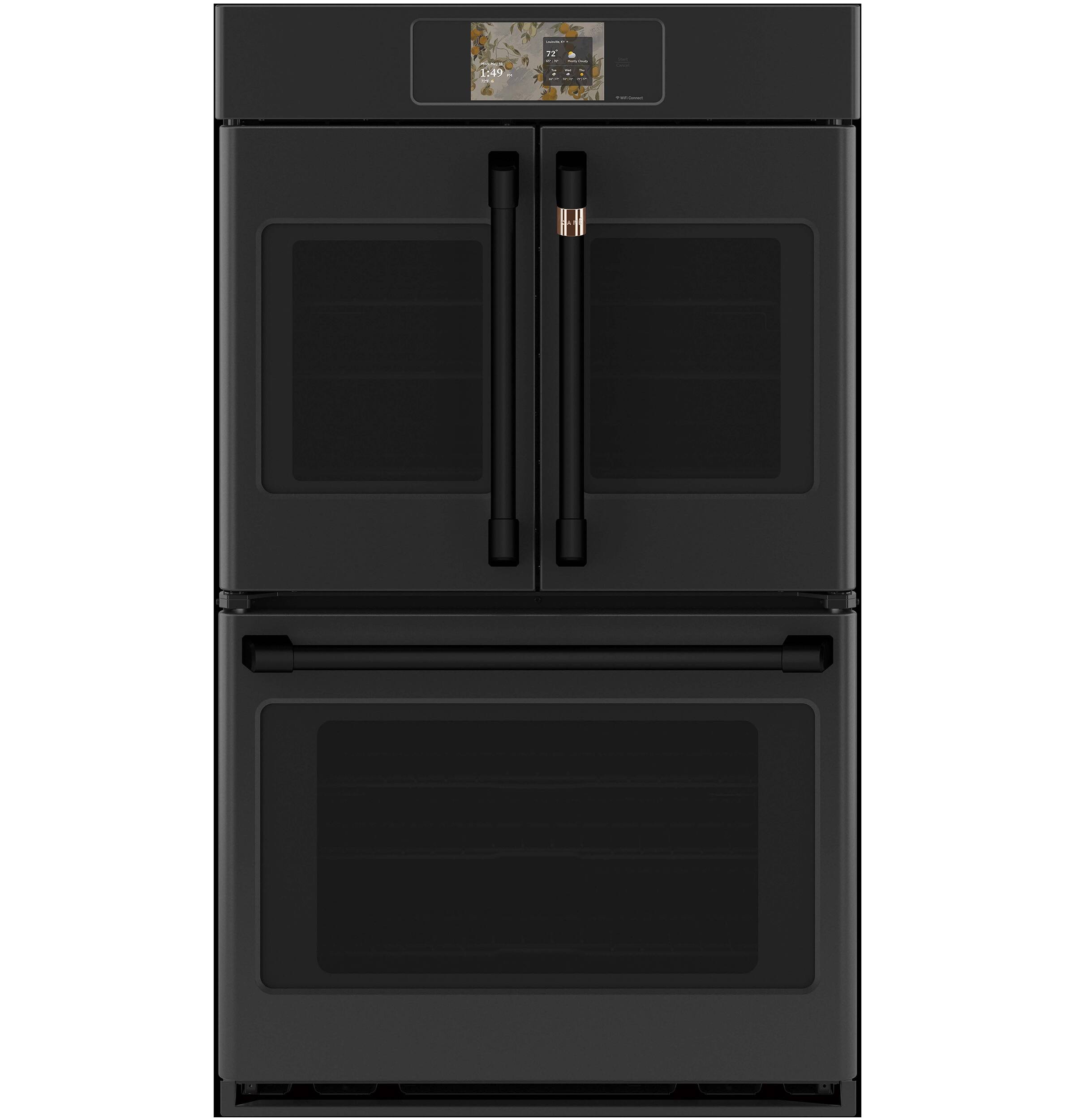 Alt View 22. Café - 30" Smart Built-In Double Electric Convection French Door Wall Oven with No Preheat Air Fry - Matte Black.