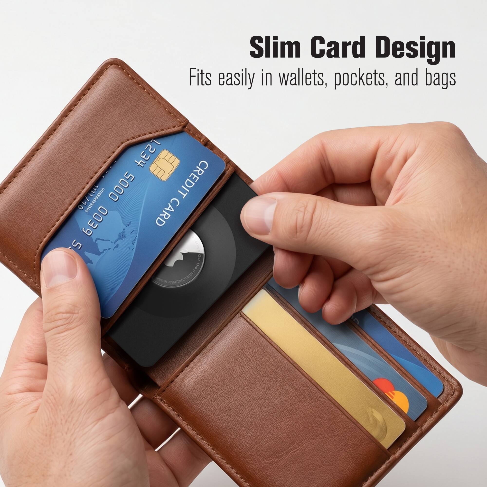 Slim Card Design  
Fits easily in wallets, pockets, and bags