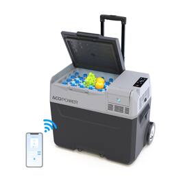 Boyel Living - 42-Quart 12V Portable Compressor Cooler Freezer with App Control and Wheels - Black and Gray
