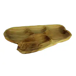 Zeckos - Natural Fir Tree Root 4-Section Snack Serving Tray - Beige