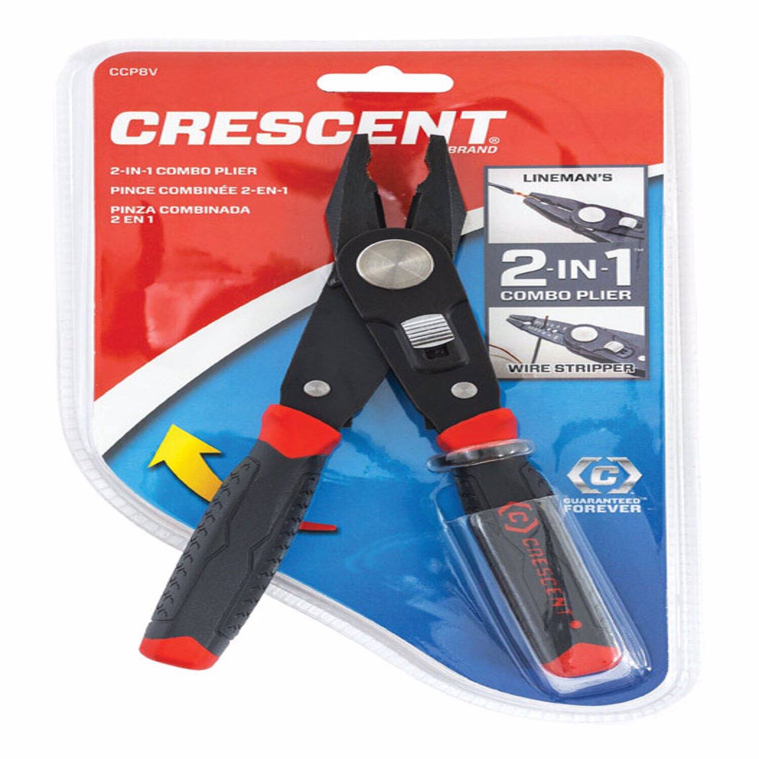 CCP8V  
Crescent Brand  
2-IN-1 Combo Plier  
Lineman's Pince Combina 2-En-1  
Pinza Combinada 2 En 1  
2-IN-1 Combo Plier Wire Stripper  
Guaranteed Forever  
Crescent