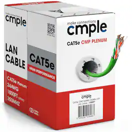 Cmple.com - Cmple - Cat5e Plenum Cable 1000ft, CMP, 350MHz Gigabit Ethernet Solid Network Internet Bulk UTP - Green