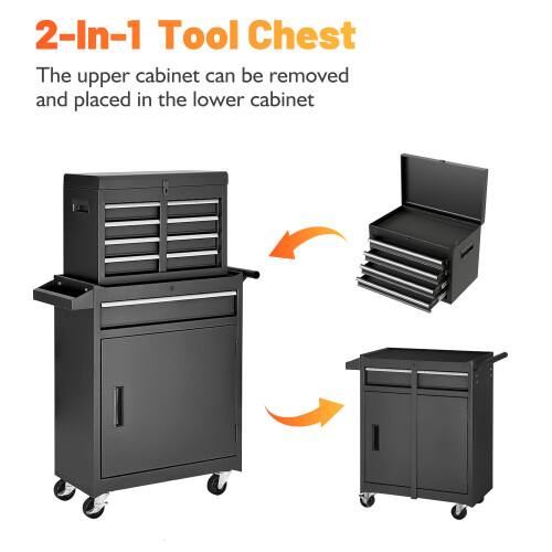 2-In-1 Tool Chest

The upper cabinet can be removed and placed in the lower cabinet