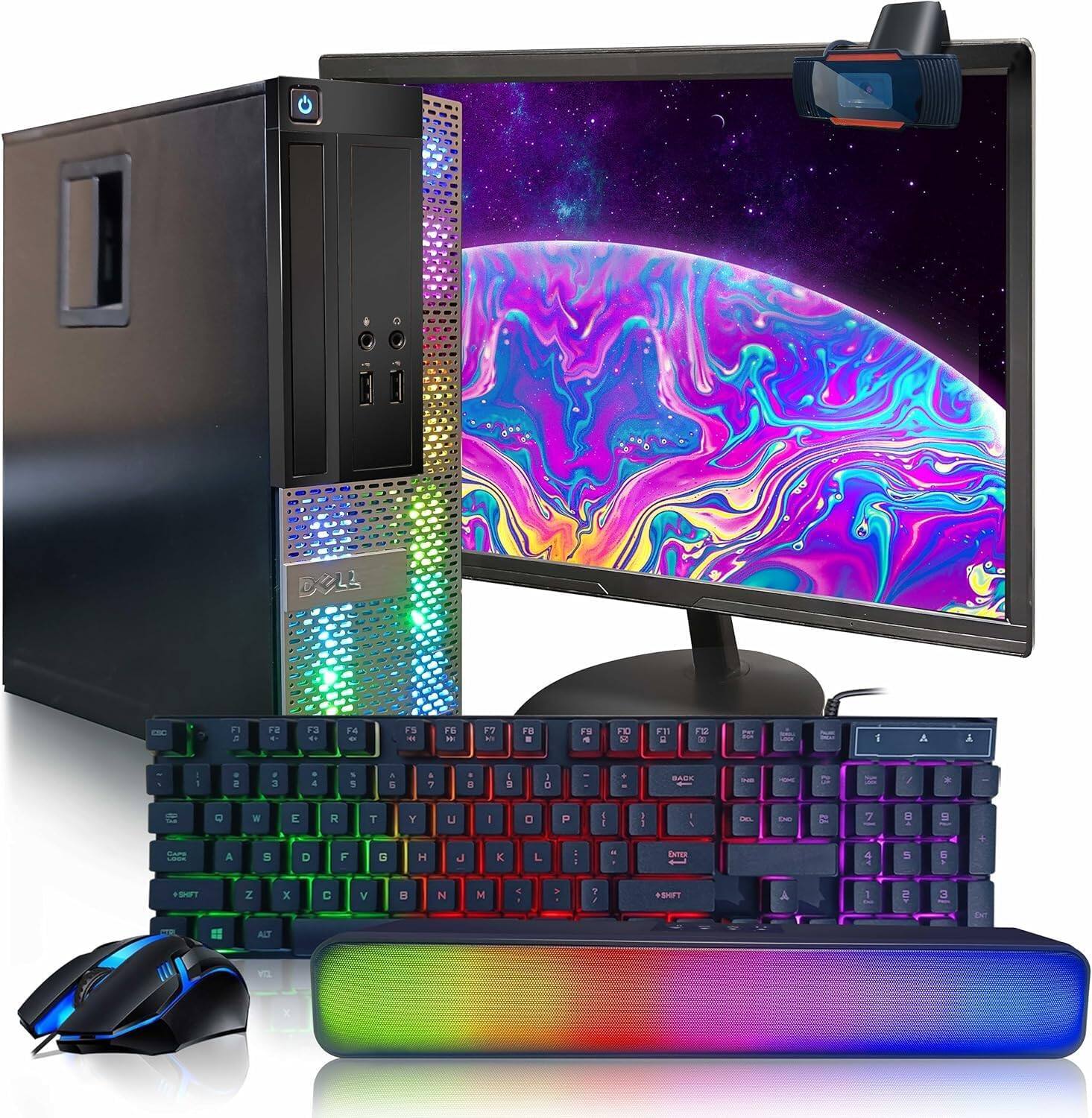 Dell Refurbished Excellent RGB OptiPlex Desktop PC Combo, Intel