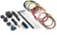 The image shows a collection of electronic components, including cords, wires, and a 3Doodler pen. The components are laid out on a table, and there is a manual included in the package. The image also features a close-up of the electronic components, showcasing the various parts and their arrangement.