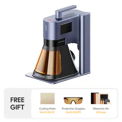 LaserPecker FREE GIFT
- Cutting Plate Worth $21.99
- Protective Goggles Worth $49.99
- Materials Kit 10 Pieces