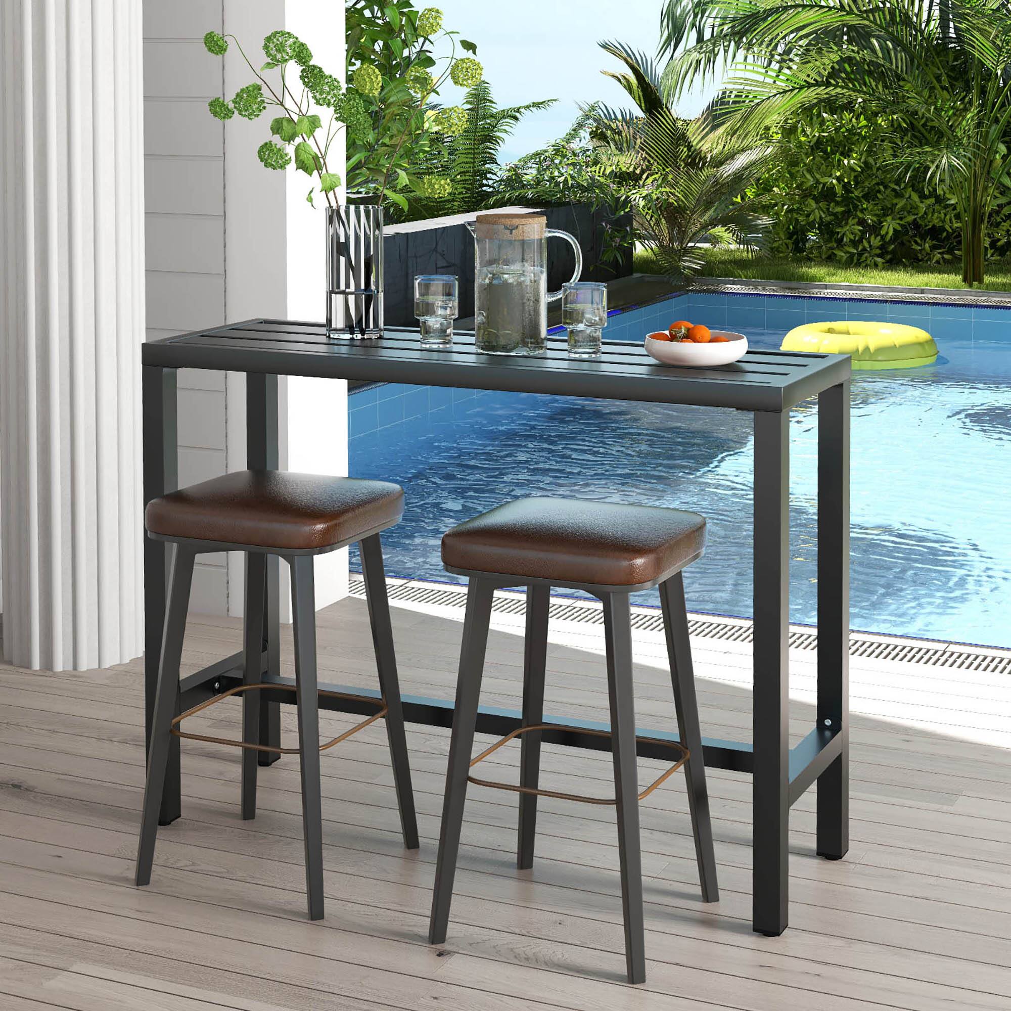 Alt View 4. Costway - Costway Outdoor Metal Bar Table 48" Patio Rectangular Counter Height Dining Table Black - Black.