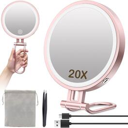 Pacoar Cade - Travel Makeup Mirror With Lights mah Rechargeable /Magnifying Light Lighted Beauty Make Up Mirrors Colors Handhold - 20x-gold