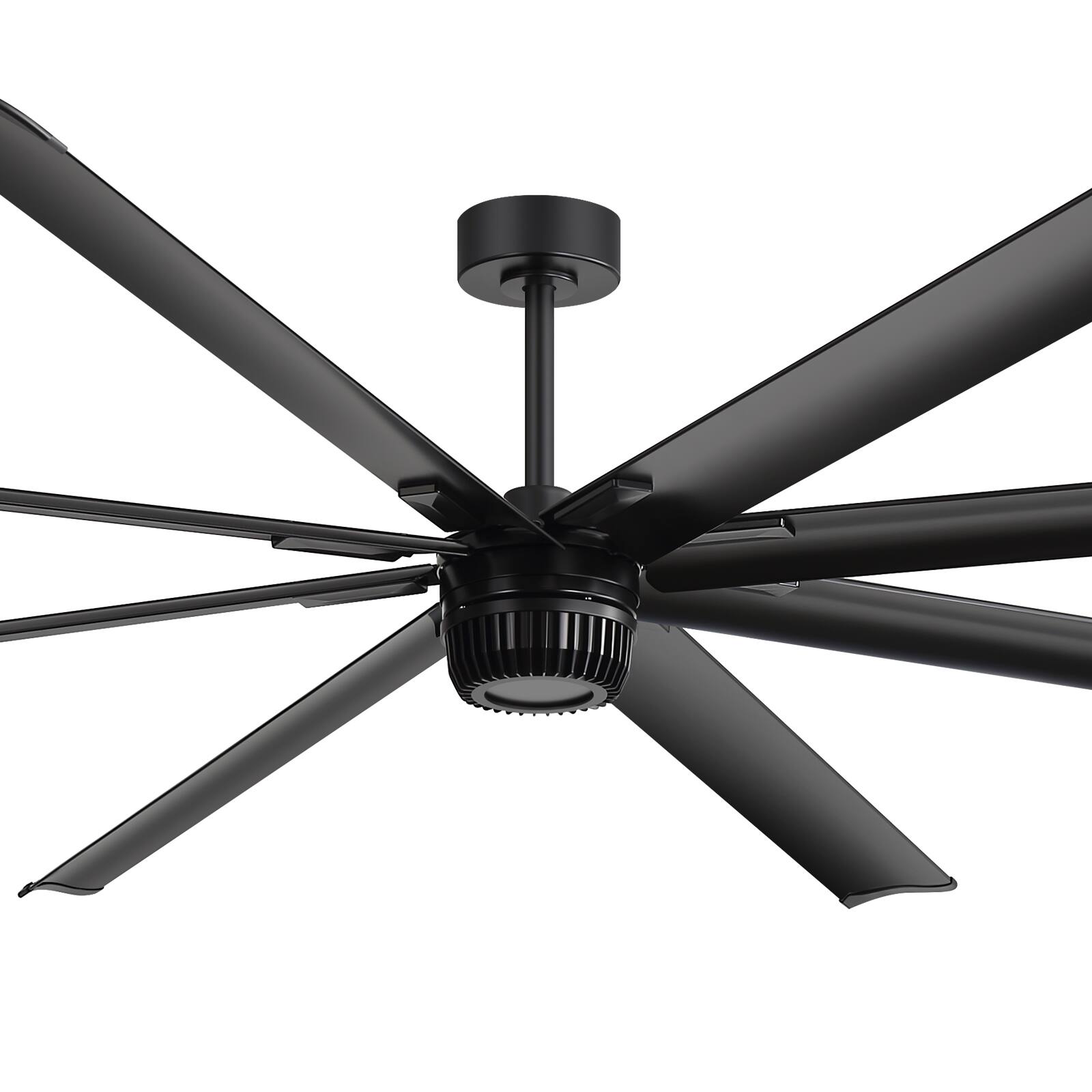 Alt View 9. Breezary - 100-Inch Industrial Ceiling Fan ,8 Aluminum Blades , 5"/10" Downrod,Remote Control - 100-inch black ceiling fan.