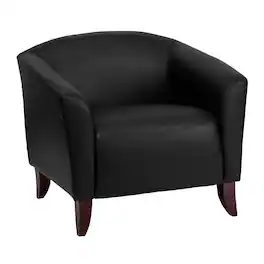 Emma + Oliver - LeatherSoft Living Room/Reception Chair with Cherry Wood Feet - Black
